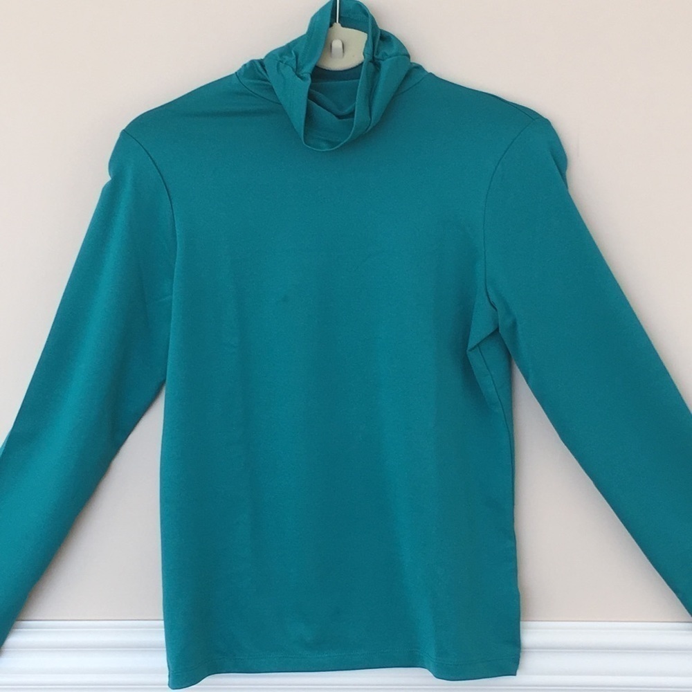 Susan Graver Teal Liquid Knit Turtleneck